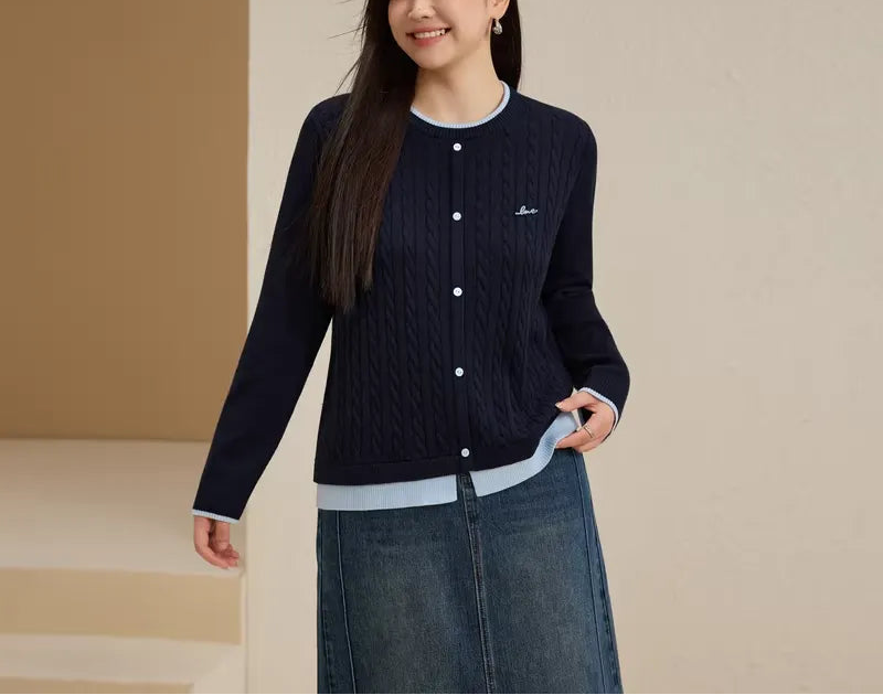 Plus Size Youthful Color Block Knit Sweater