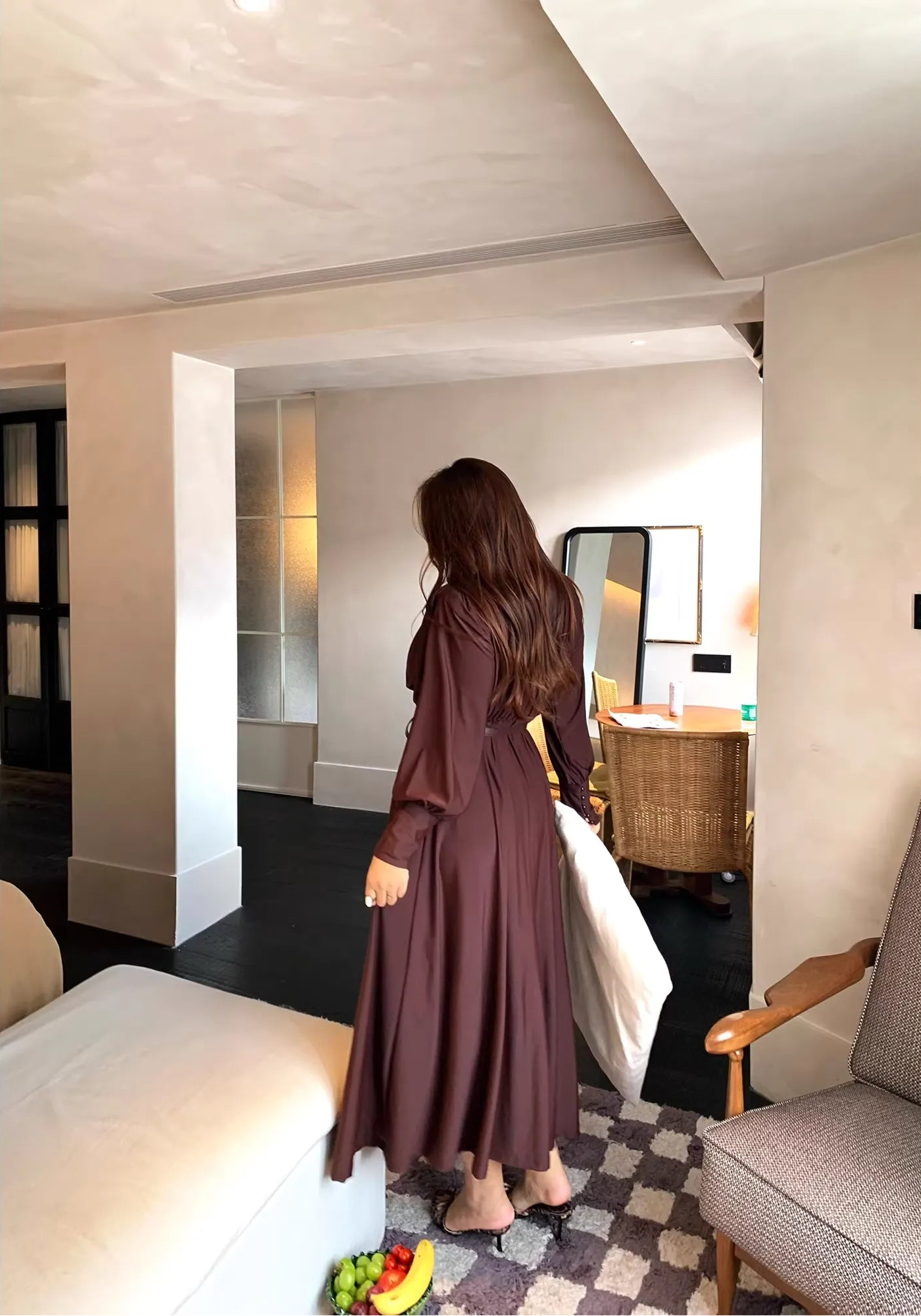 Plus Size V-Neck Sexy Slim Waist Maxi Dress