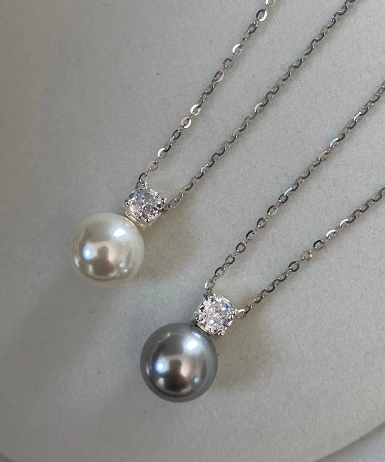 Boutique White Pearl Pendant Silver Necklace