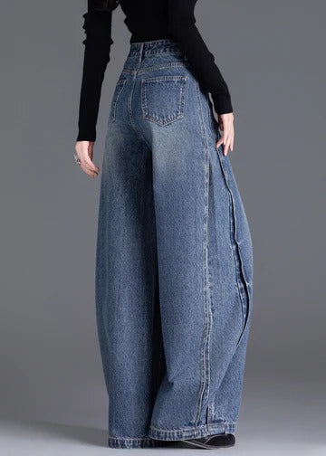 Italian Blue Oversized Denim Wide Leg Pants