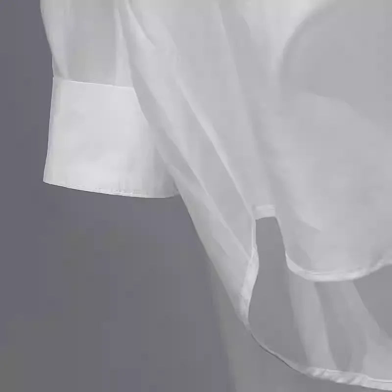 Modern White Peter Pan Collar Button Top Spring