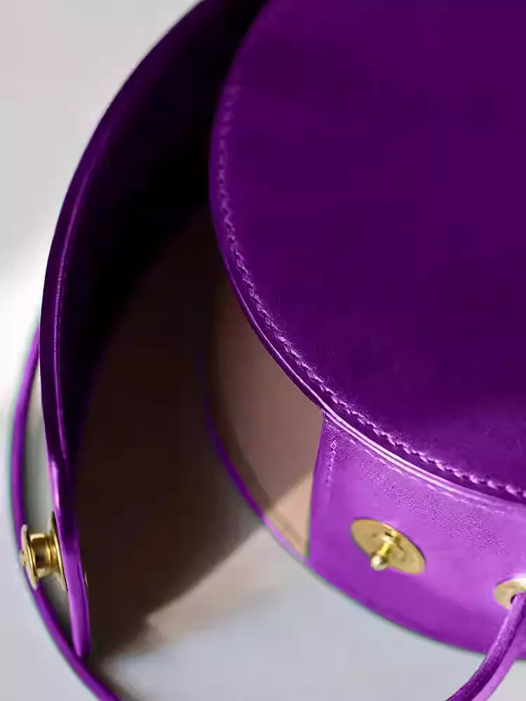 Purple Leather Mini Top Handle Bag