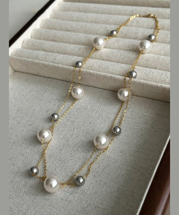 New Pearl 14k Gold Layered Light Luxury Necklace