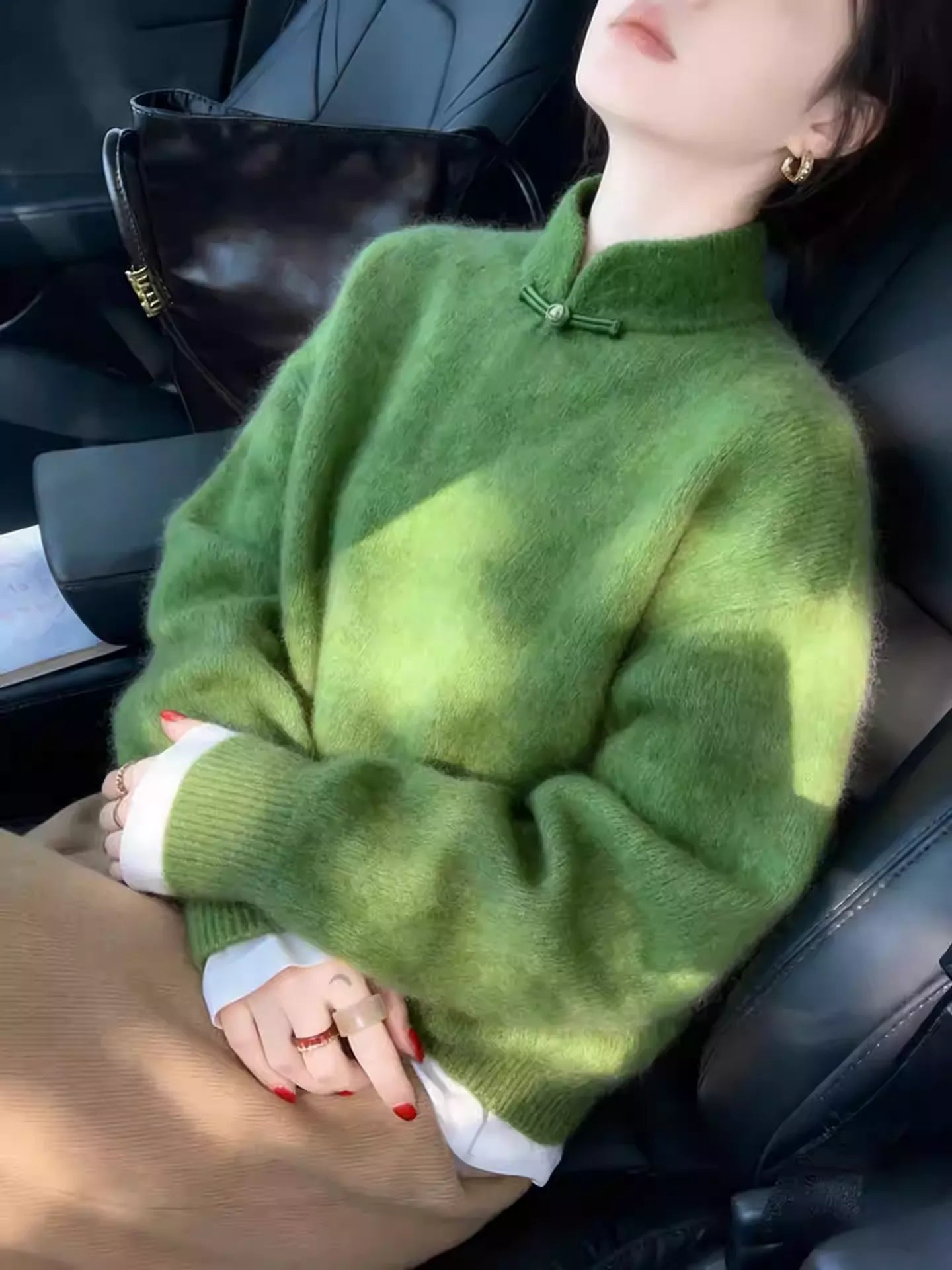 Chinese Mandarin Collar Sweater Thick Soft Lazy Luxury Winter Top