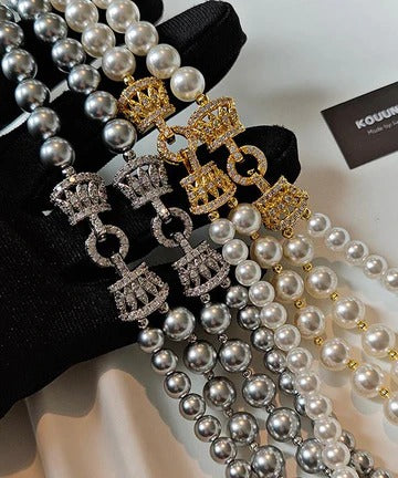 Light Luxury White Double-Layer Layered Long Pearl Necklace