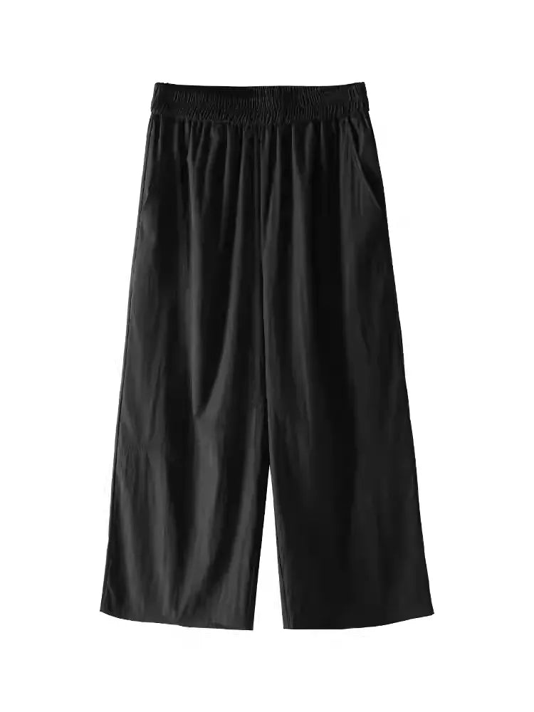 Plus Size Textured Balloon Capris for Women High Waist Slimming