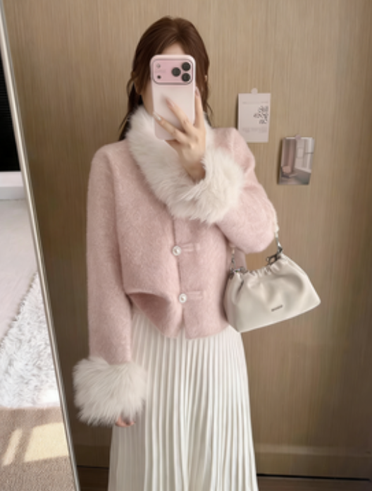New Chinese style gentle pink elegant coat