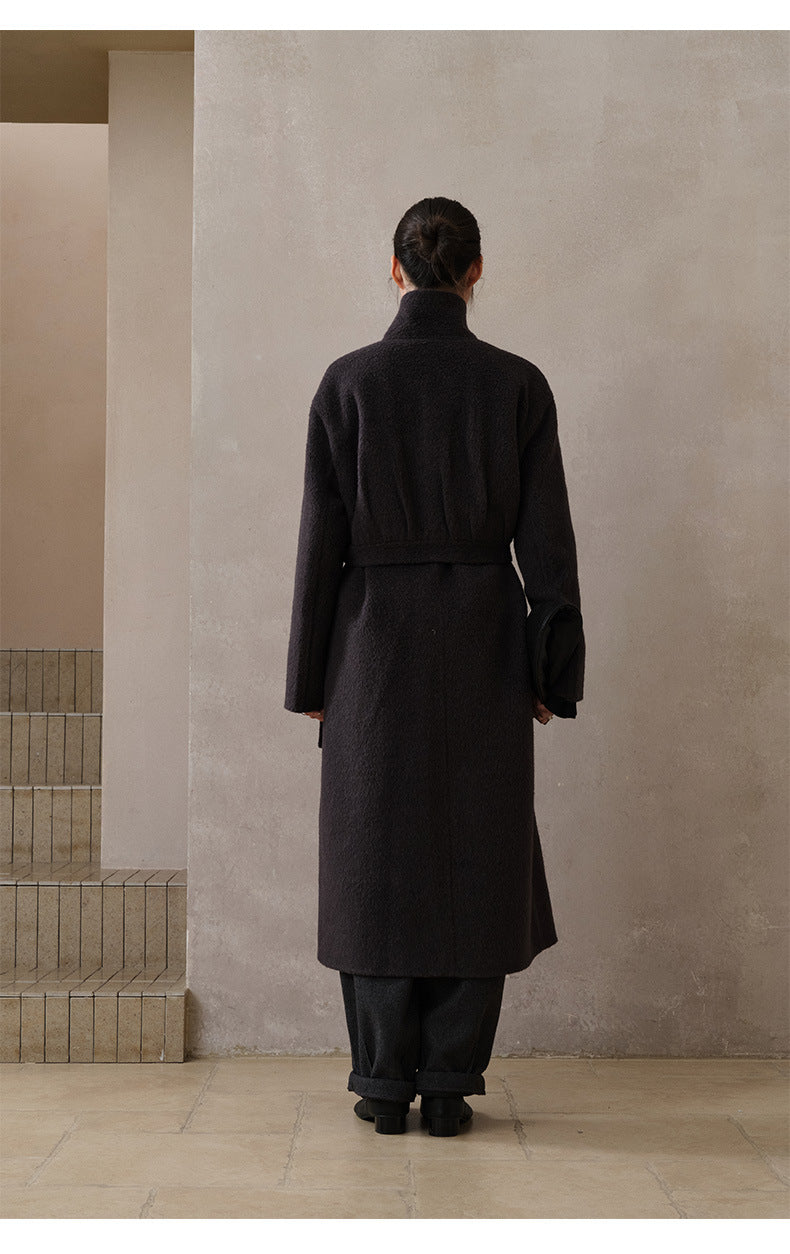 Double Breasted Long Belted Double Faced Alpaca