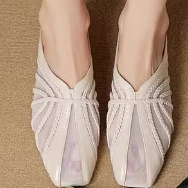 2026 New Arrival Mesh Patchwork Wedge Mules • Closed-Toe Vacation Slippers