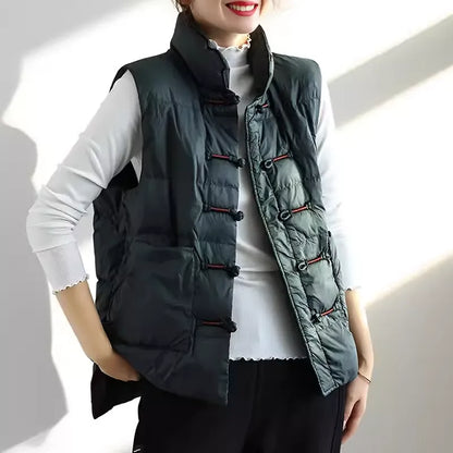 Chinese Style Frog Button Down Filled Gilet