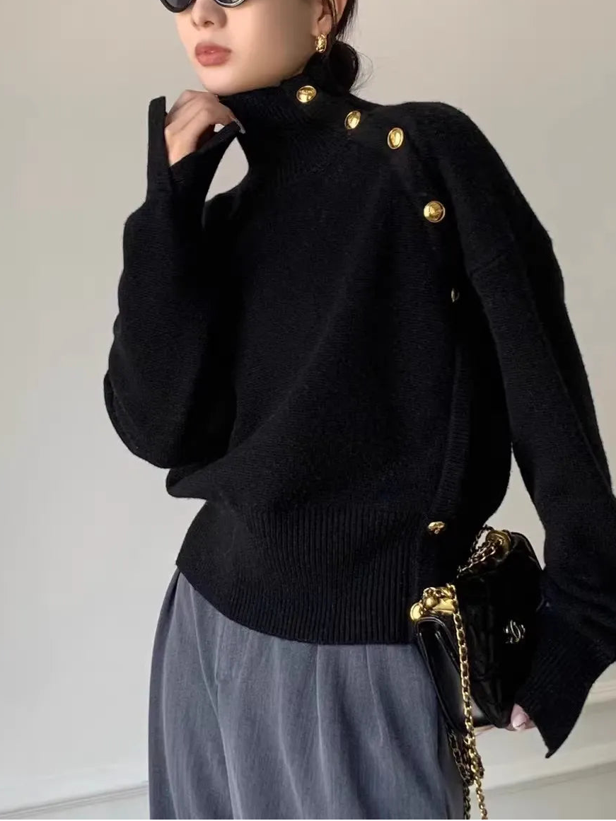 Autumn Winter Women's Wool Turtleneck Knit Top