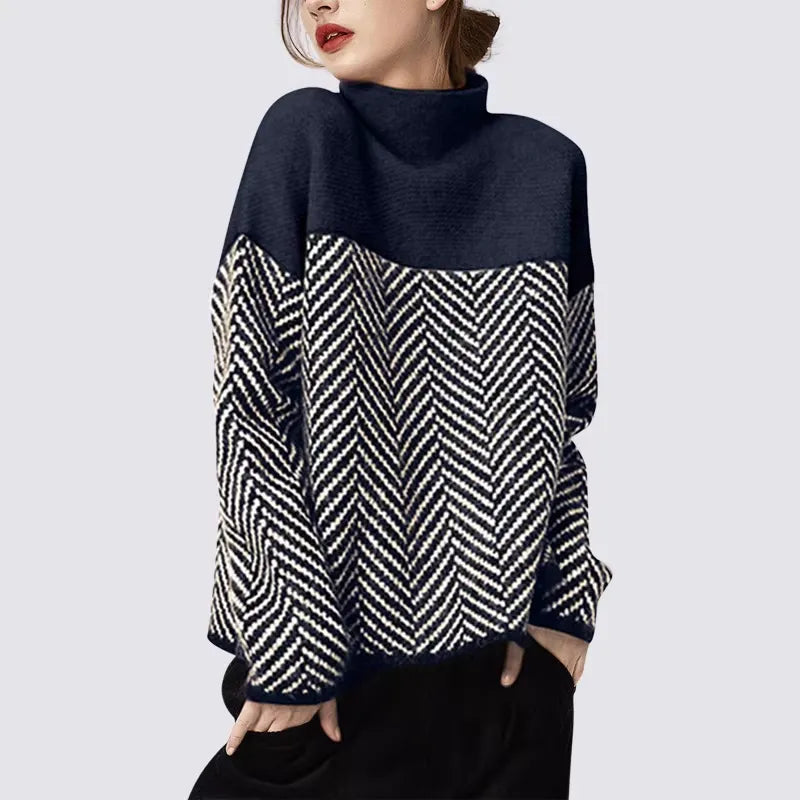 Best-Selling Versatile Striped Sweater, Loose Slimming Commute Knit Top
