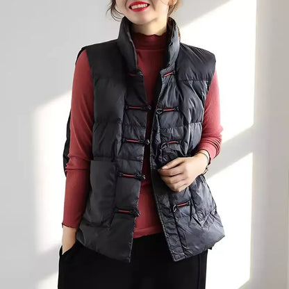 Chinese Style Frog Button Down Filled Gilet