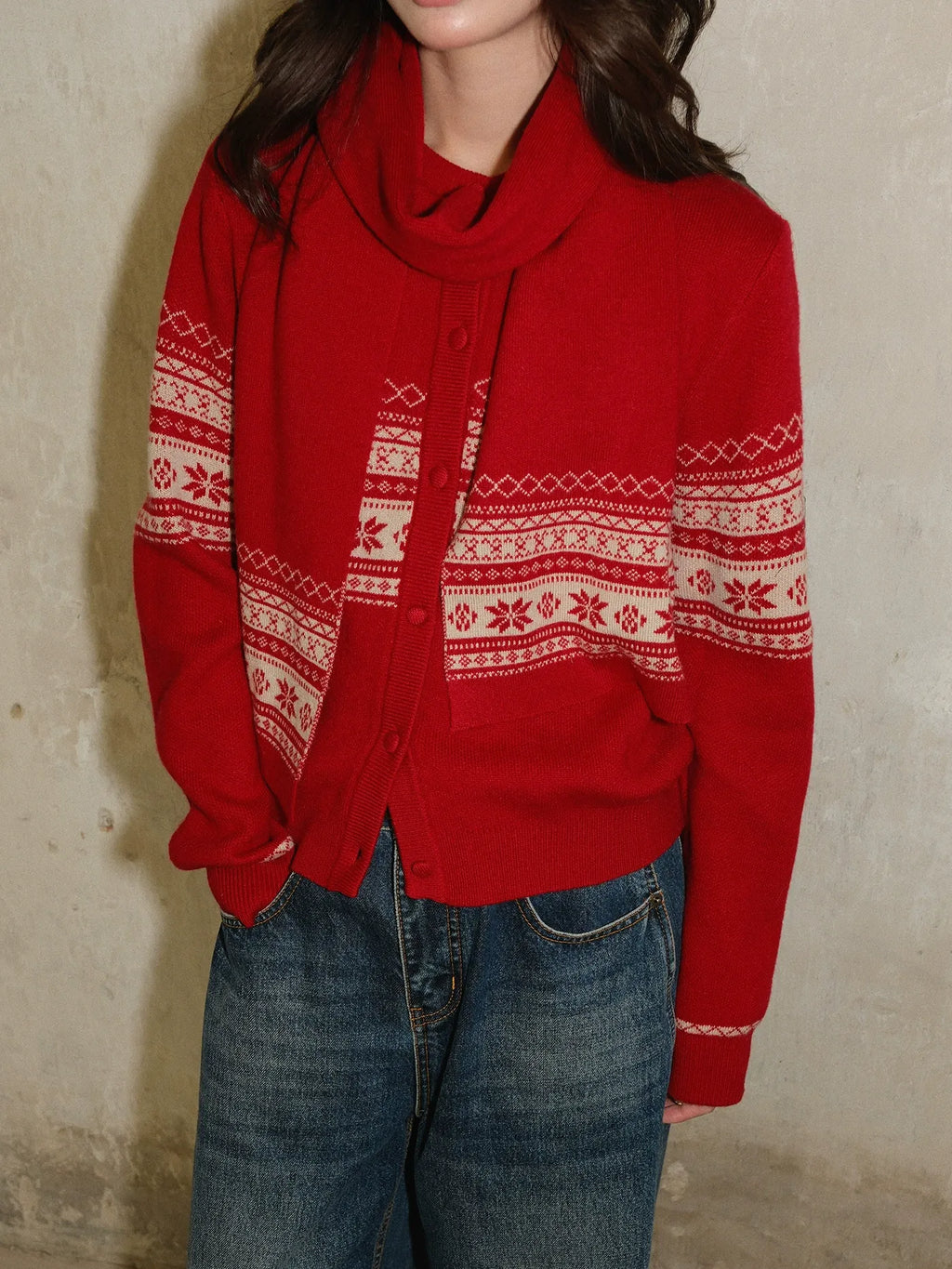 Australian Wool Christmas Red Cardigan