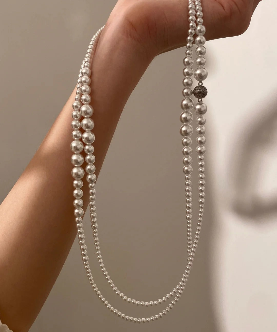 New Classy White Versatile Long Pearl Necklace