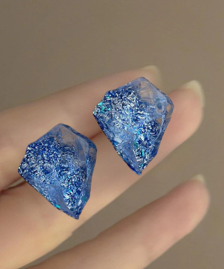 Fashion Blue Personalized Irregular Alloy Resin Earrings