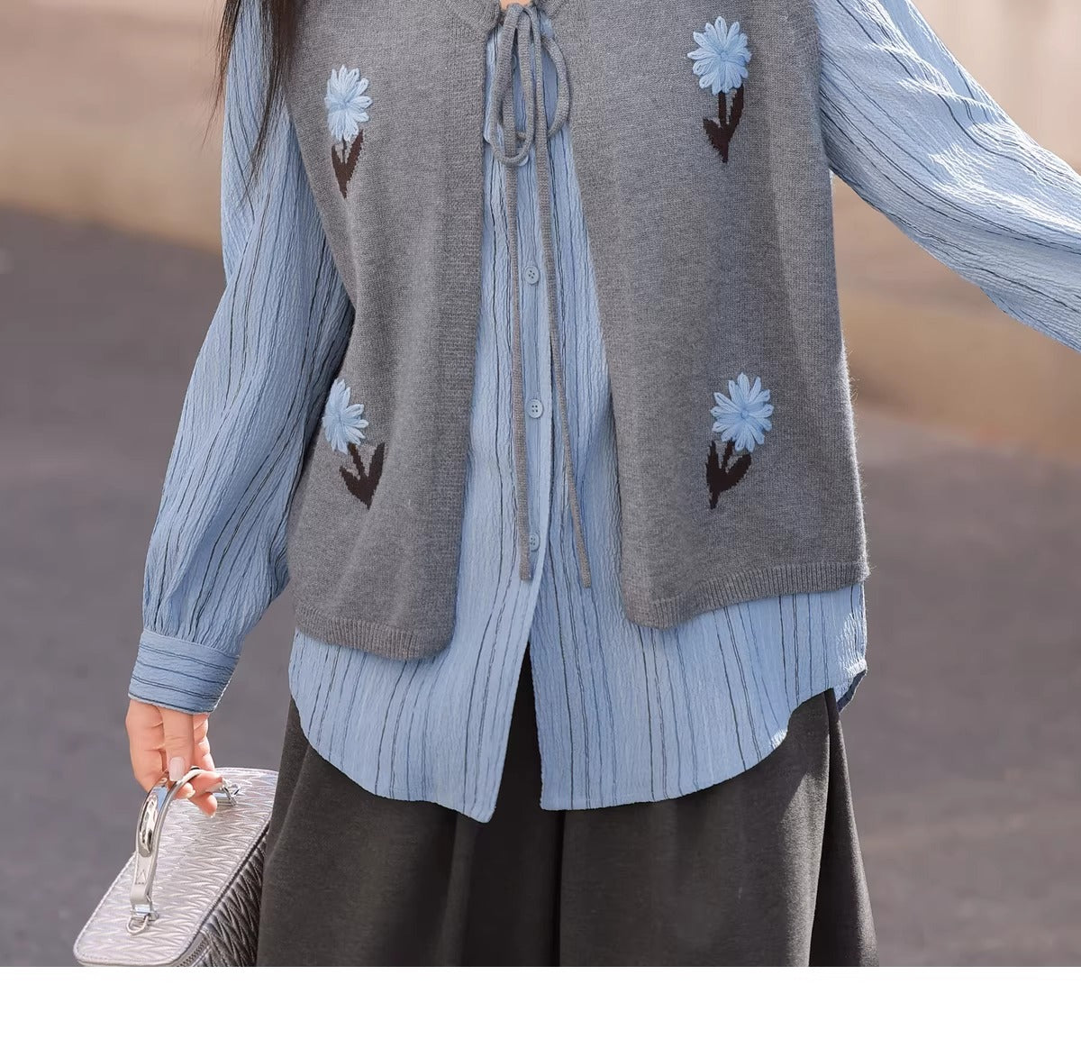 Plus Size 2026 New Spring Floral Embroidery Sweater Vest