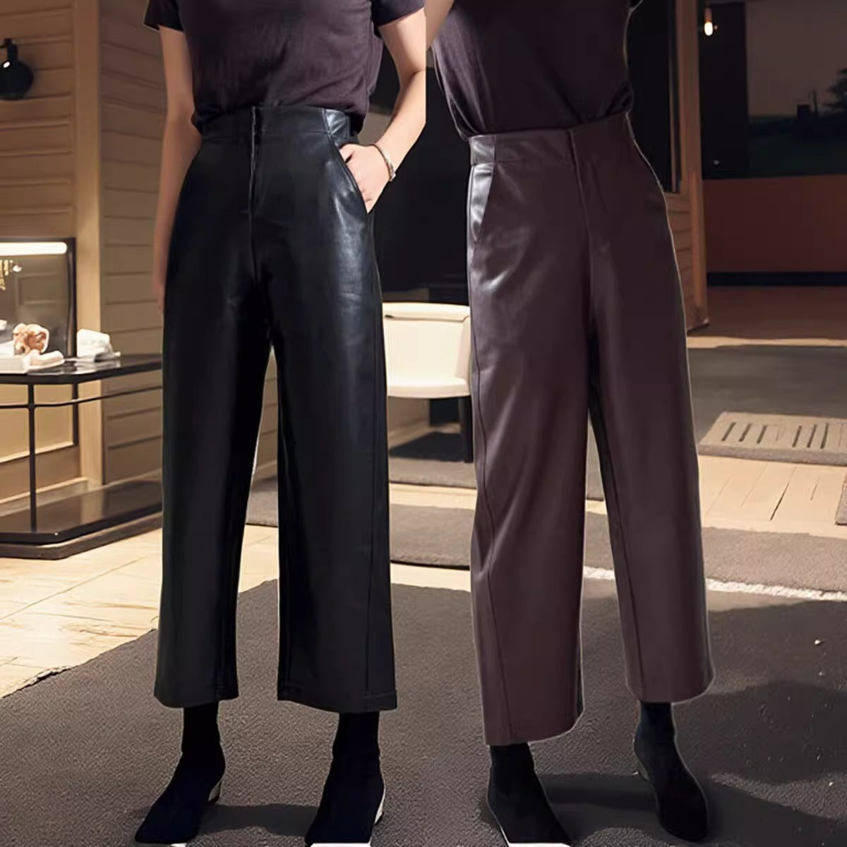 Oversized Protein Leather Scythe Pants