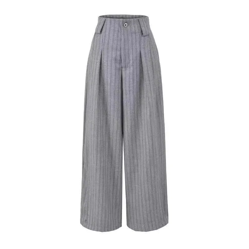 Plus Size American Style Low Waist Striped Wide Leg Pants