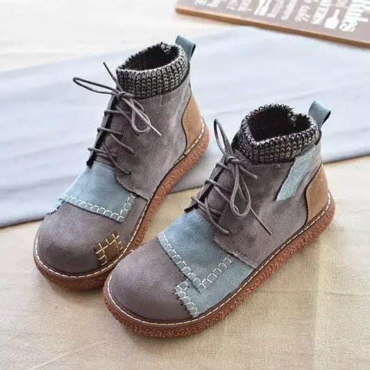 Winter Warm Color Block Round Toe Chunky Platform Padded Boots