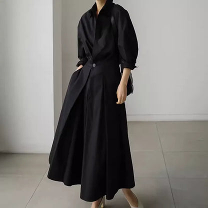 Figure-Flattering High Waist Babydoll Midi Dress