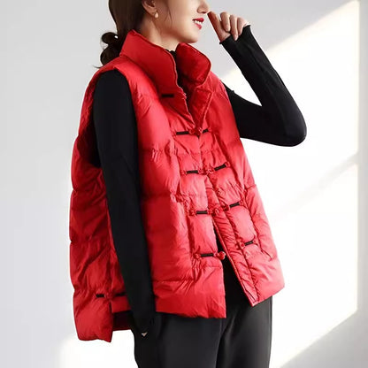Chinese Style Frog Button Down Filled Gilet