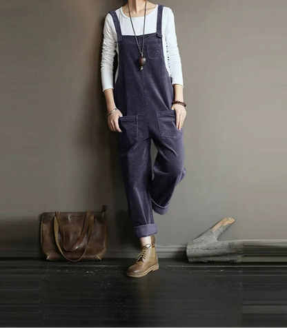 Bestseller Women's Corduroy Solid Color Artistic Loose Casual Long Overalls