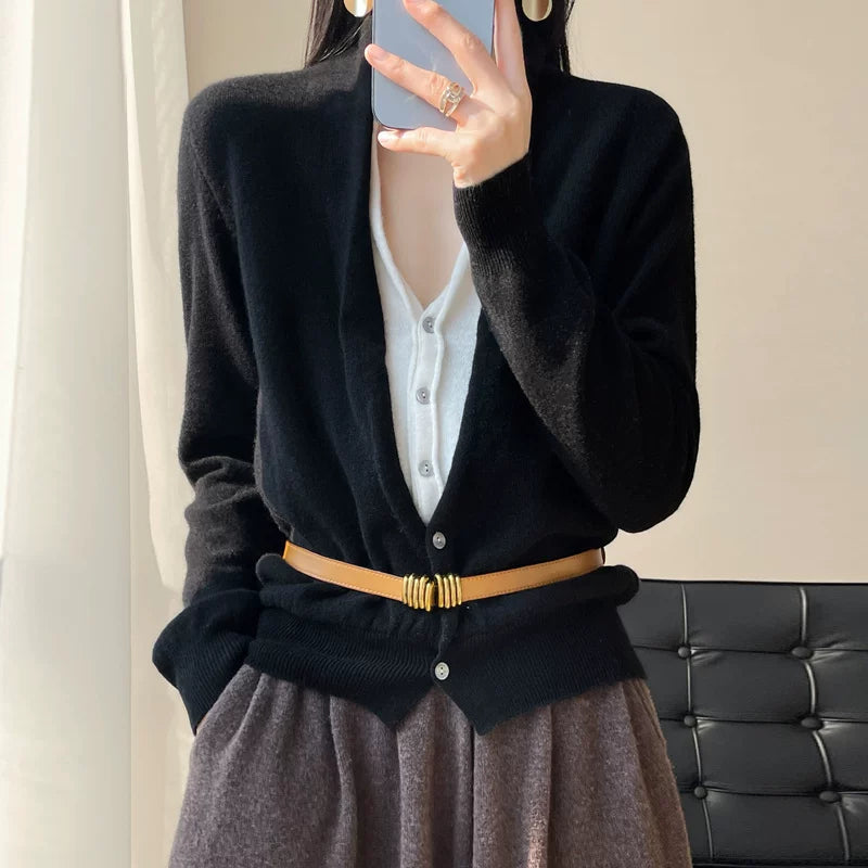 New Women's False Two-Piece Cashmere Cardigan