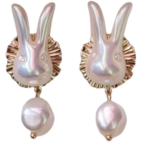 Soft Style Bunny Pearl Earrings Delicate Sweet Ear Studs for Daily Outfits