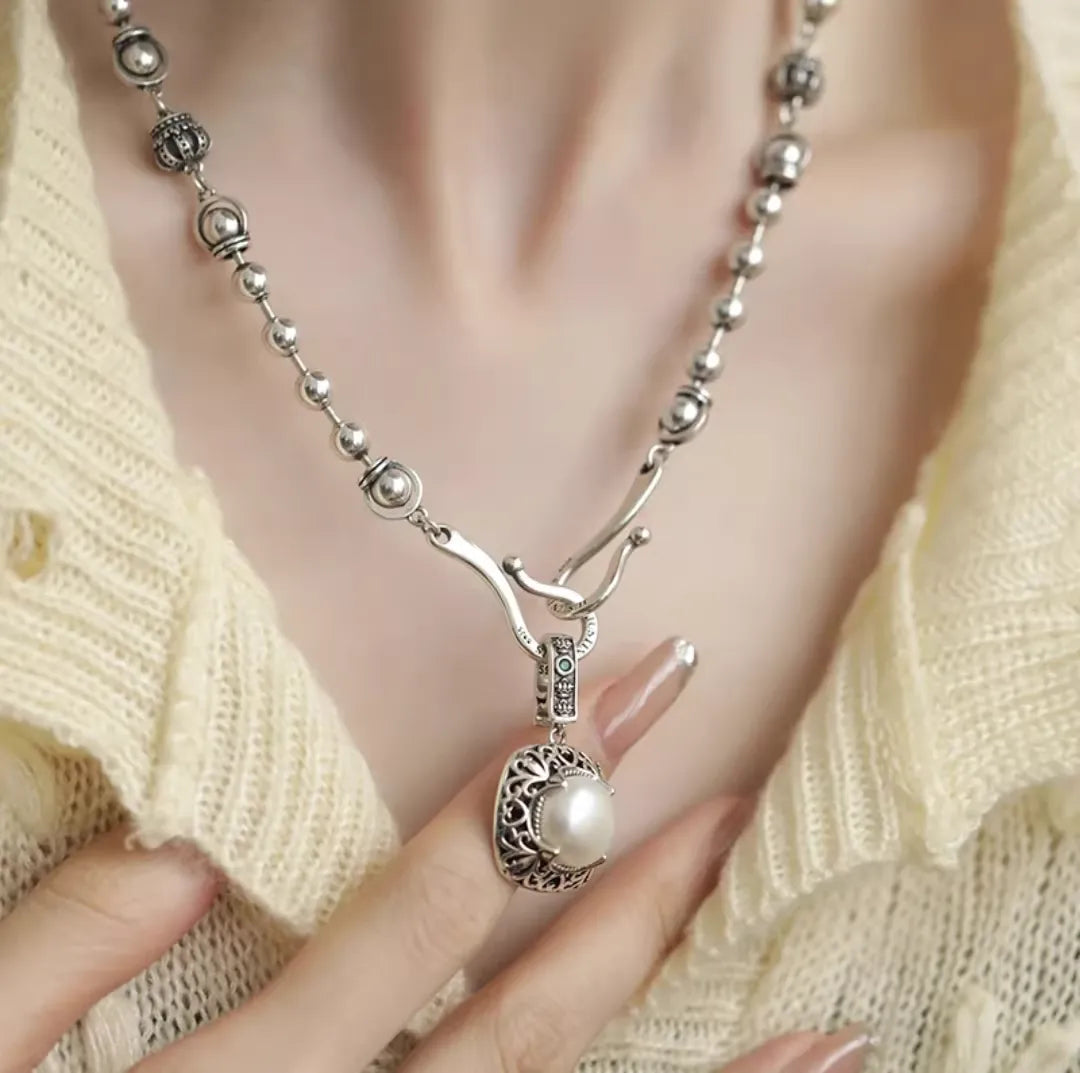 New Chinese Style Pearl Floral Pendant Necklace