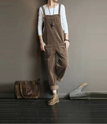 Bestseller Women's Corduroy Solid Color Artistic Loose Casual Long Overalls