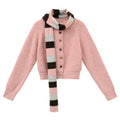 Block Striped Scarf Cardigan Sweater
