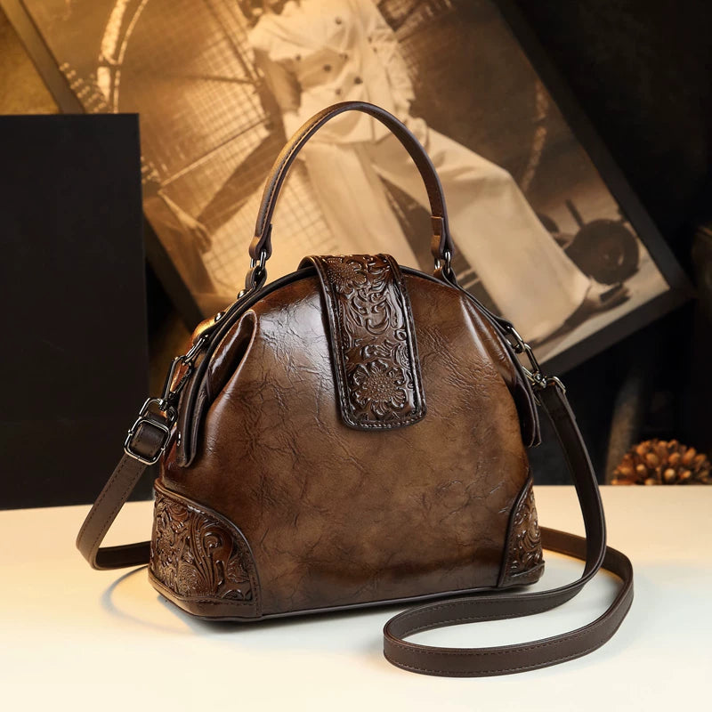 Premium Women's Embossed Genuine Leather Crossbody Bag – Luxury Designer Shoulder Bag