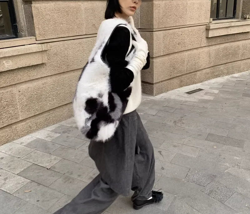 Plush Leopard Print Irregular & Fashion