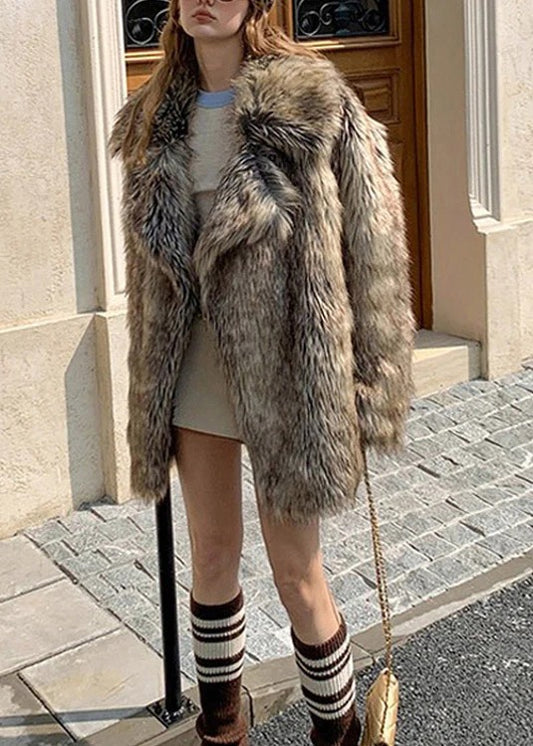 Winter Peter Pan Collar Leather And Fur Coat