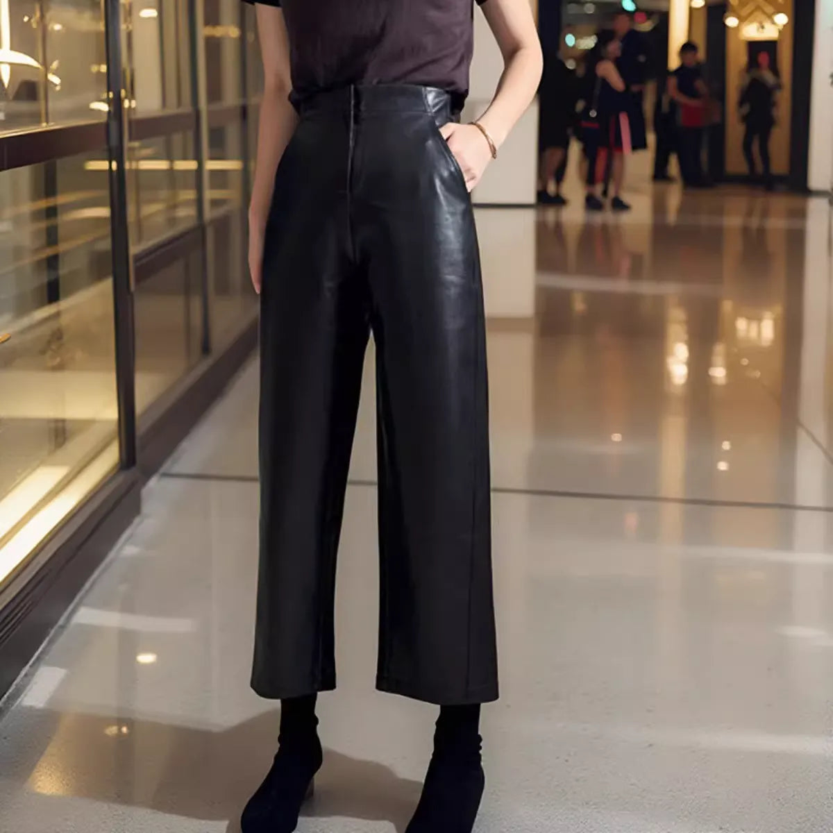 Oversized Protein Leather Scythe Pants