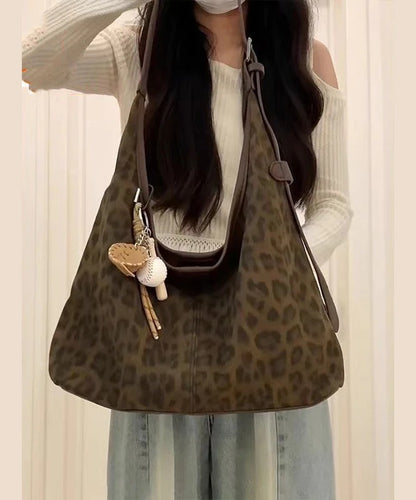 Chic Brown Leopard Large Capacity Fine Suede Shoulder Handbag