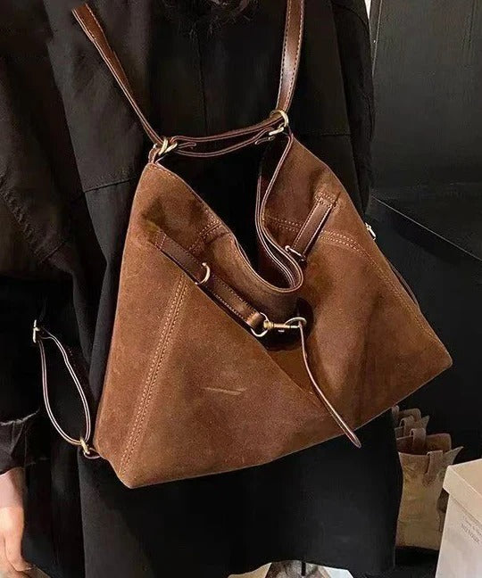 Classy Brown Solid Durable Fine Suede Women Handbags
