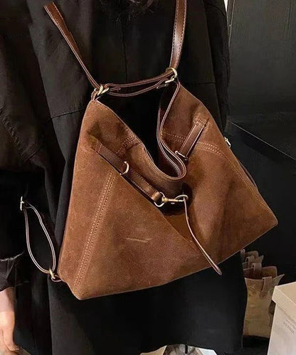 Classy Brown Solid Durable Fine Suede Women Handbags