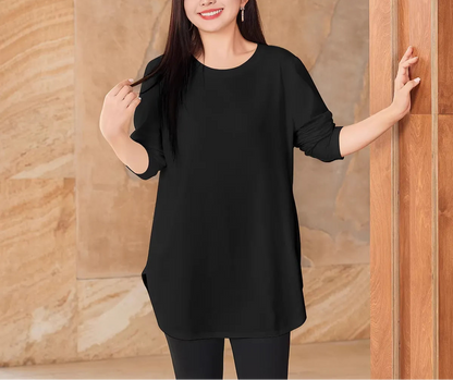 Plus Size Curved Hem Long Base Top