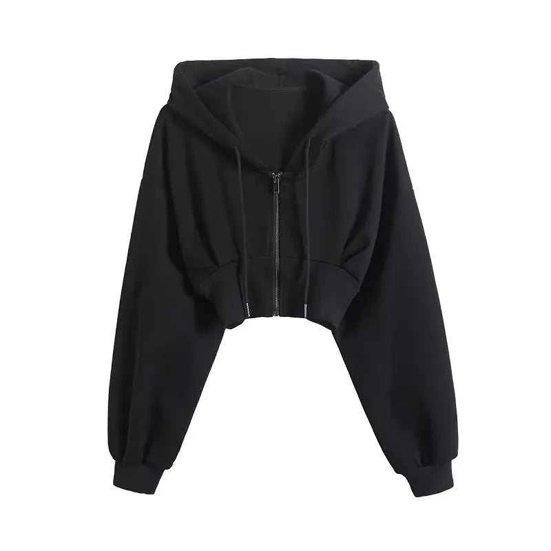 Cropped Zip Up Hoodie  High Waist Slim Fit Jacket