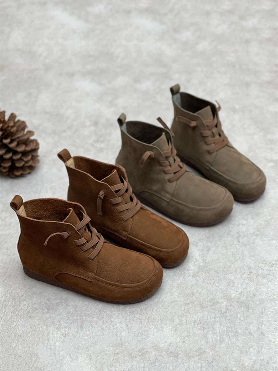 Women's Handmade Genuine Leather Ankle Boots 2026 Winter New