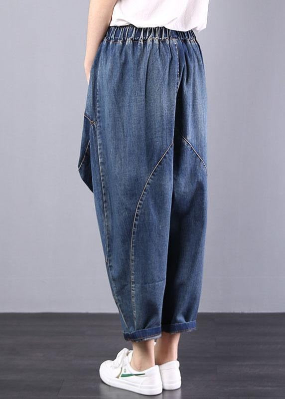 2026 autumn old casual pants big pockets denim blue harem pants