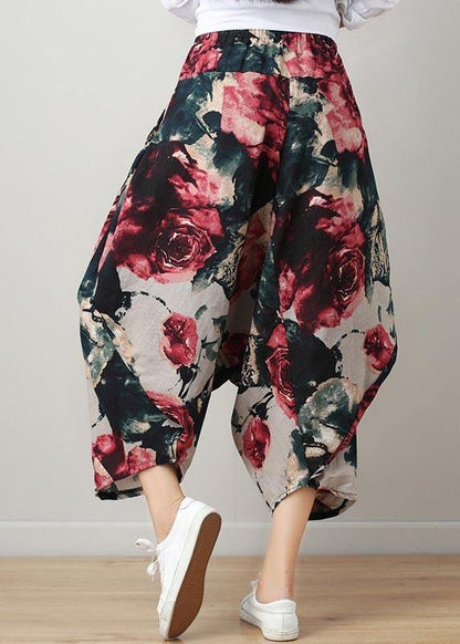 Diy Denim Blue Elastic Waist Cotton Linen Summer Harem Pants