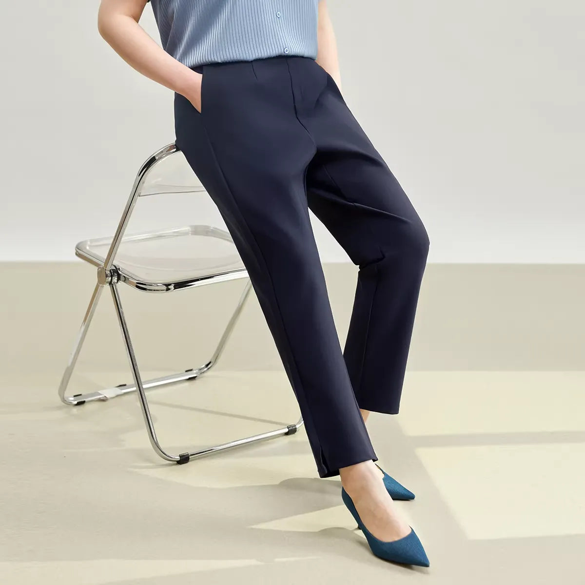 Plus Size 2026 New Spring Slim Straight Office Pants