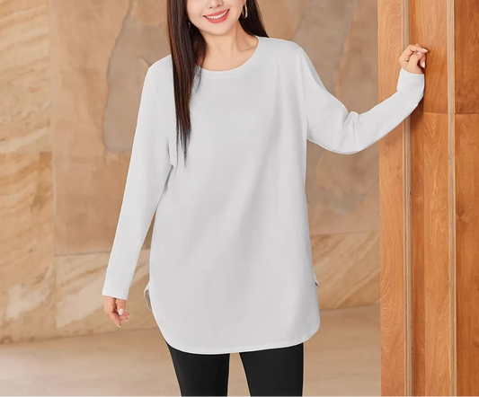 Plus Size Curved Hem Long Base Top