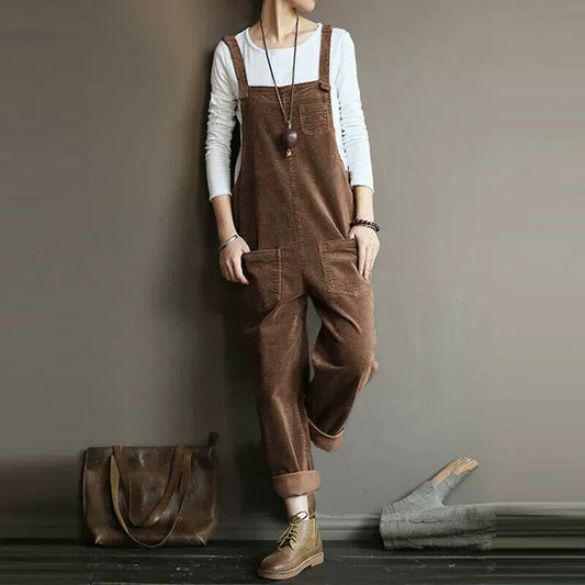 Bestseller Women's Corduroy Solid Color Artistic Loose Casual Long Overalls
