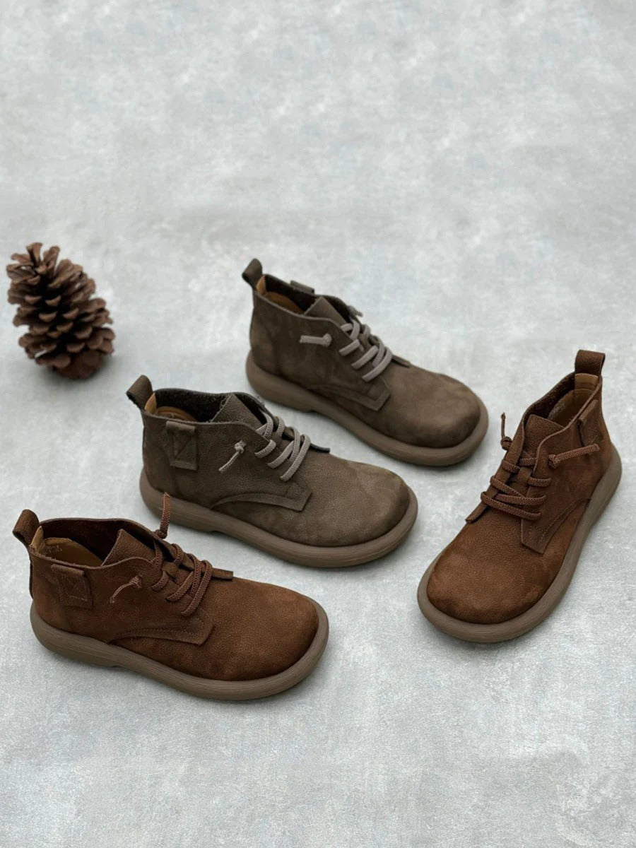 Women's Handmade Genuine Leather Ankle Boots 2026 Winter New