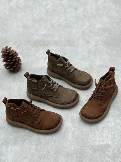 Women's Handmade Genuine Leather Ankle Boots 2026 Winter New