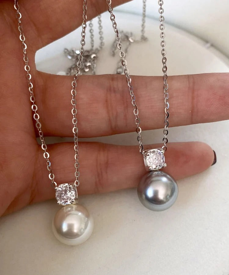 Boutique White Pearl Pendant Silver Necklace